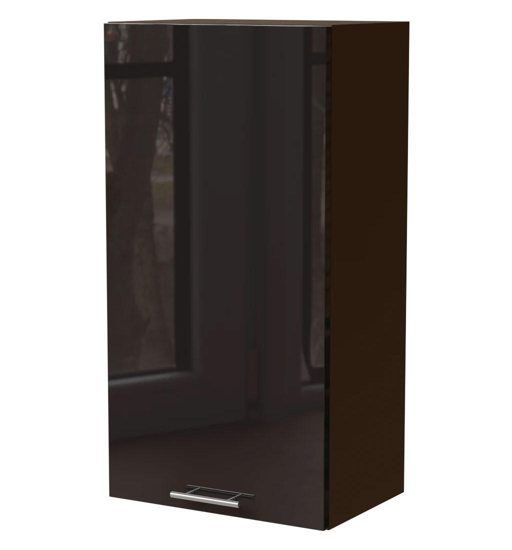 Feldmann-Wohnen Küchenhängeschrank Schwarz Hochglanz, Dunkelgrau 50x96x32.5 cm