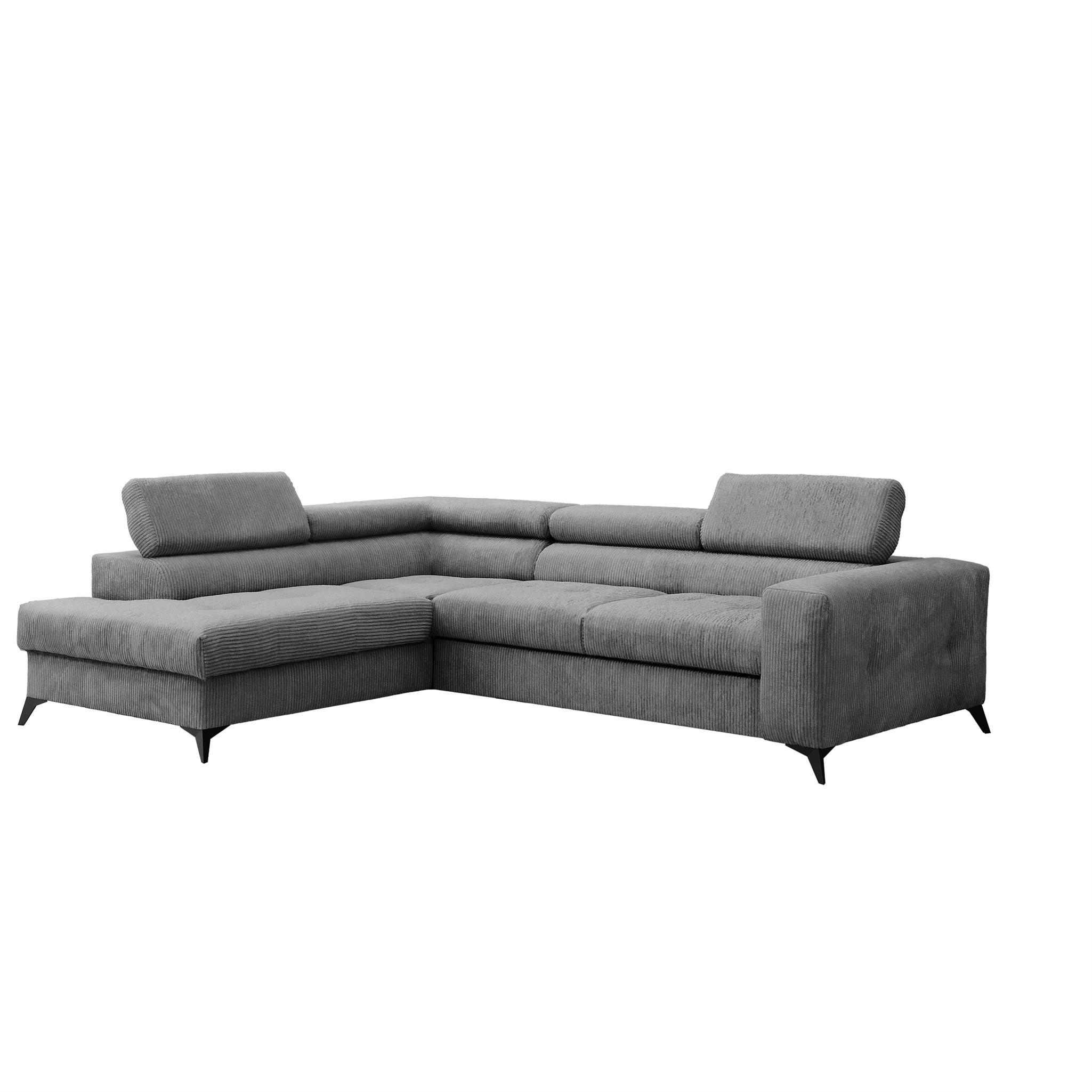 ECKSOFA Schlafsofa Amadeo In Anafi - Anthrazit, Holzwerkstoff/Textil (271/202cm) - Fun Möbel