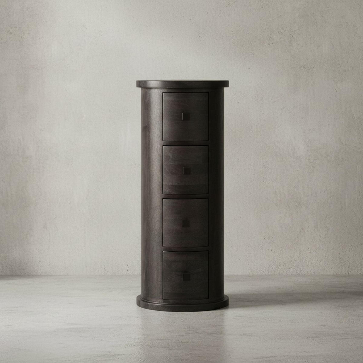 KOMMODE – Mango Massivholz, 34x85x34 cm, 4 Schubladen, schmal, schwarz - Schwarz, Holz (34/85/34cm) - KADIMA DESIGN