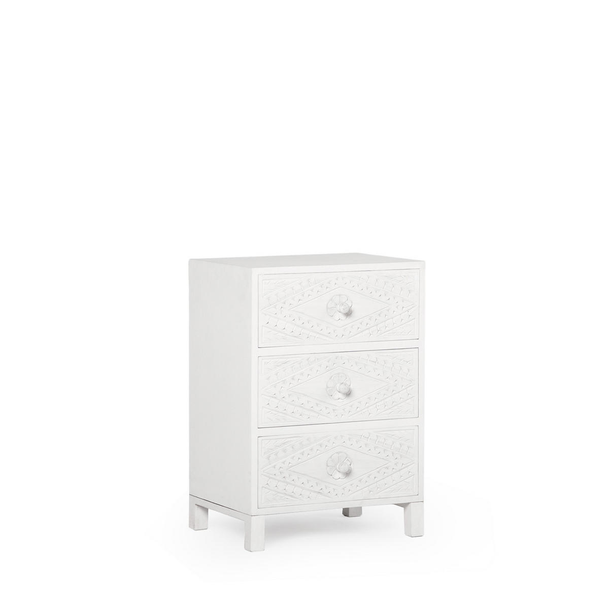 NACHTTISCH 3 SCHUBLADEN Sinta Weiß 45 cm x 66 cm - Weiß, Holzwerkstoff (45/66/35cm) - Klast Home