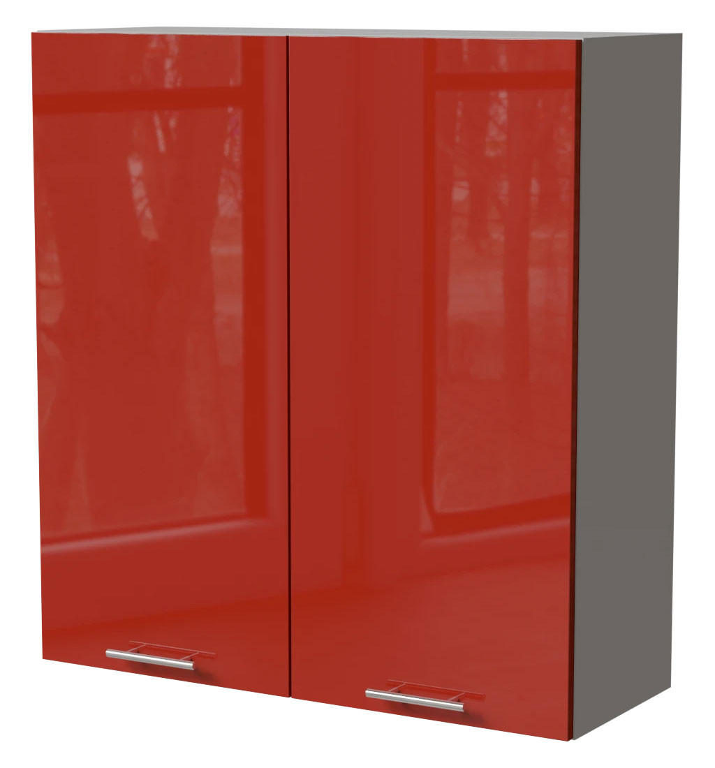 HÄNGESCHRANK Brerra W4/90 Grau / RAL 3002 karminrot Hochglanz 90 / 32,5 / 96cm - Rot/Grau, Holz/Holzwerkstoff (90/96/32.5cm) - Feldmann-Wohnen