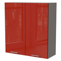 HÄNGESCHRANK Brerra W4/90 Grau / RAL 3002 karminrot Hochglanz 90 / 32,5 / 96cm - Rot/Grau, Holz/Holzwerkstoff (90/96/32.5cm) - Feldmann-Wohnen