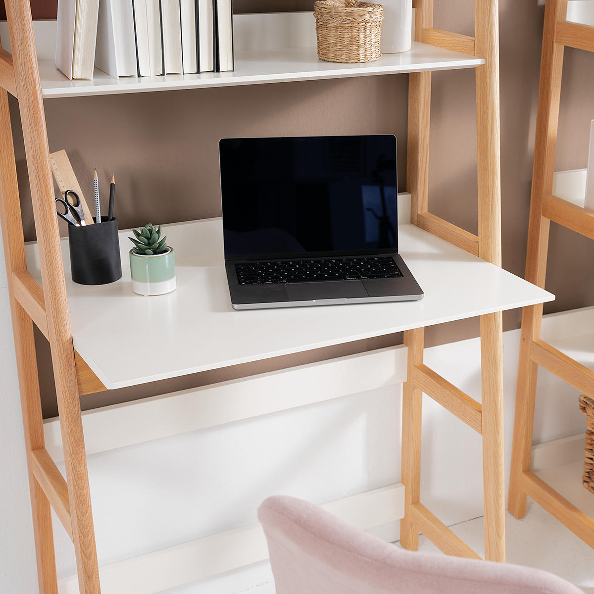 SCHREIBTISCHREGAL - Weiß - Weiß, Holz (52/80/180cm) - home24