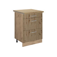 KÜCHENUNTERSCHRANK R-Line Artisan-Eiche 60 cm mit Schubladen, AP Eiche - Eiche Wotan/Eiche Artisan, Holzwerkstoff (60/81.6/60cm) - Vicco