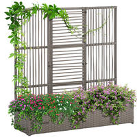 BLUMENKASTEN Mit Spalier DE-07830 wetterfest, Polyrattan Grau - Grau, Metall (29/103/103cm) - ComfortXL