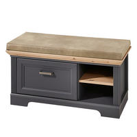 GARDEROBENBANK - Microfaser / MDF - Graphitfarben, Holzwerkstoff/Metall (93/49/41cm) - home24