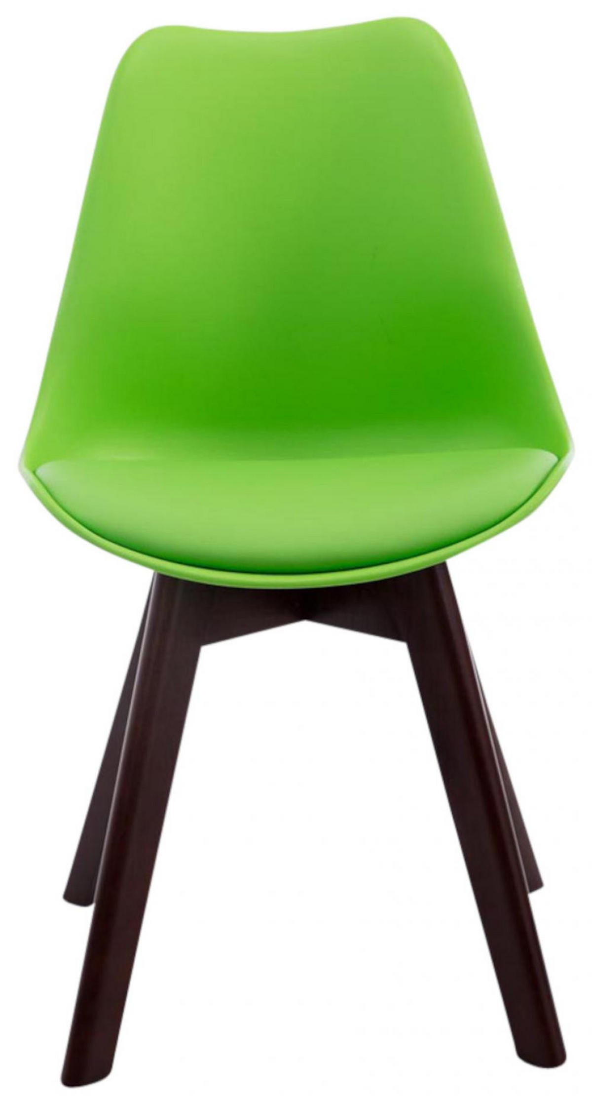 STUHL 4er Set Lederlook grün - Walnussfarben/Grün, Holz/Textil (48/84/55cm) - CLP