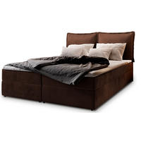 POSTEL BOXSPRING LENTE 160x200 cm, s matrací a úložným prostorem, hnědá - hnědá, kompozitní dřevo/textil (160/200cm) - MASSENO