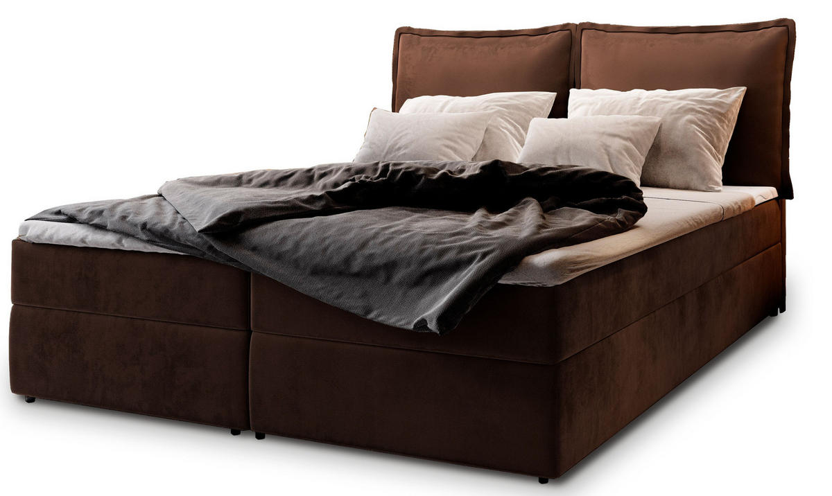 POSTEL BOXSPRING LENTE 160x200 cm, s matrací a úložným prostorem, hnědá - hnědá, kompozitní dřevo/textil (160/200cm) - MASSENO