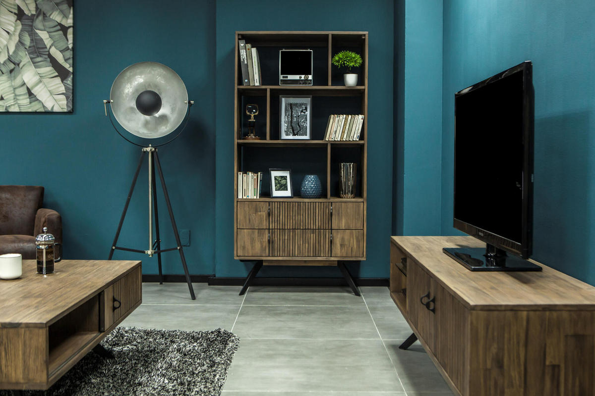 VITRINE MASSA Braun 90x35x180 cm - Braun, Holz (90/180/35cm) - FURNLUX