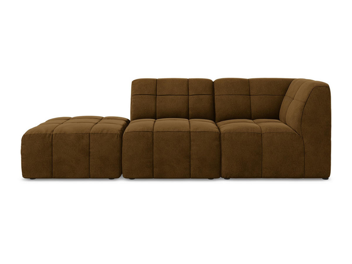 ECKSOFA Links Samt Stoff Gelb - Currygelb/Schwarz, Holzwerkstoff/Kunststoff (240/90cm) - Makamii