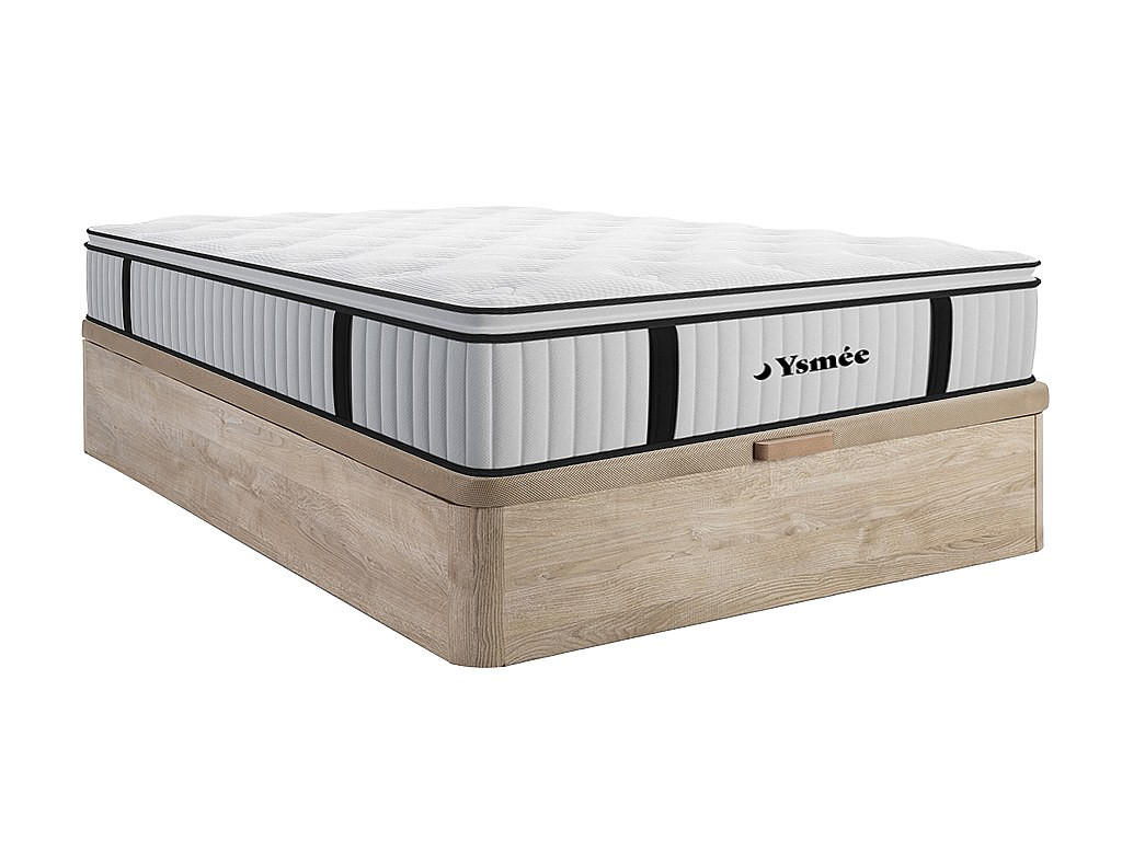 MATRATZE und Bettgestell mit Lattenrost und Bettkasten - 2 Personen - holz - naturfarben hell American Dream - Naturfarben, Holz/Holzwerkstoff (160/200cm) - Vente-Unique