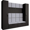 GARDEROBE Margaret XL 242/203/43 mit gepolsterten Paneelen und Schuhschrank - Schwarz/Grau, Holzwerkstoff/Kunststoff (242/203/43cm) - Beautysofa