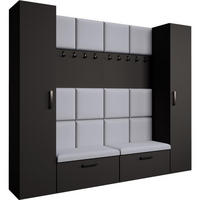 GARDEROBE Margaret XL 242/203/43 mit gepolsterten Paneelen und Schuhschrank - Schwarz/Grau, Holzwerkstoff/Kunststoff (242/203/43cm) - Beautysofa