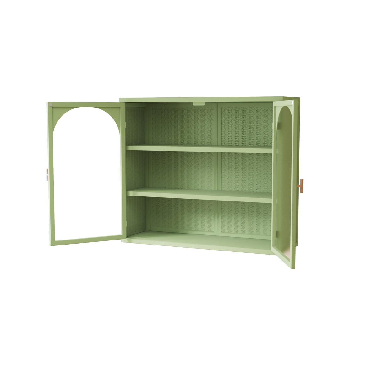 KÜCHENOBERSCHRANK 70 cm mit 2 Glastüren, 3 Ablagen und abnehmbarem Einlegeboden aus Glas und Metall, Grün - Grün, Glas (70/60/23cm) - Redom