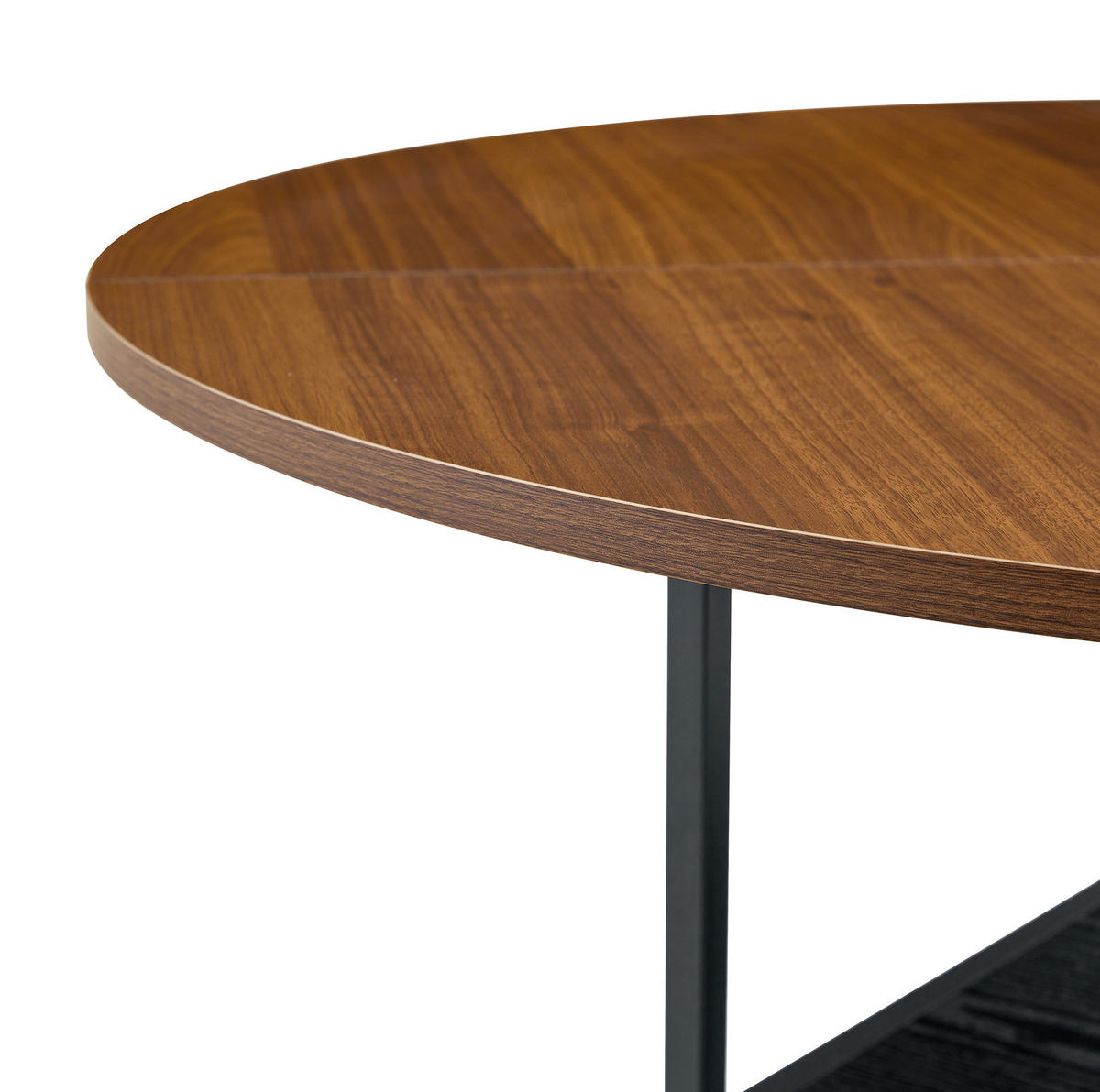 ESSTISCH 107/75 cm in Nussbaum-Optik mit 2 Ablagen und Metallgestell - Schwarz, Holzwerkstoff (107/107/75cm) - Flora Grace