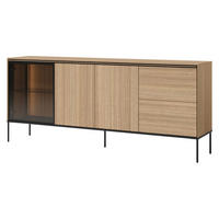 SIDEBOARD 2D1W2S Visso VI-06 - Eichefarben/Schwarz, Holzwerkstoff/Metall (201/85/41cm) - MIRJAN24