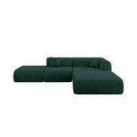 ECKSOFA Ottomane Rechts OVLY-L 289x176x71 Grün Samt - Jadegrün/Schwarz, Holzwerkstoff/Kunststoff (289/176cm) - ALTDECOR