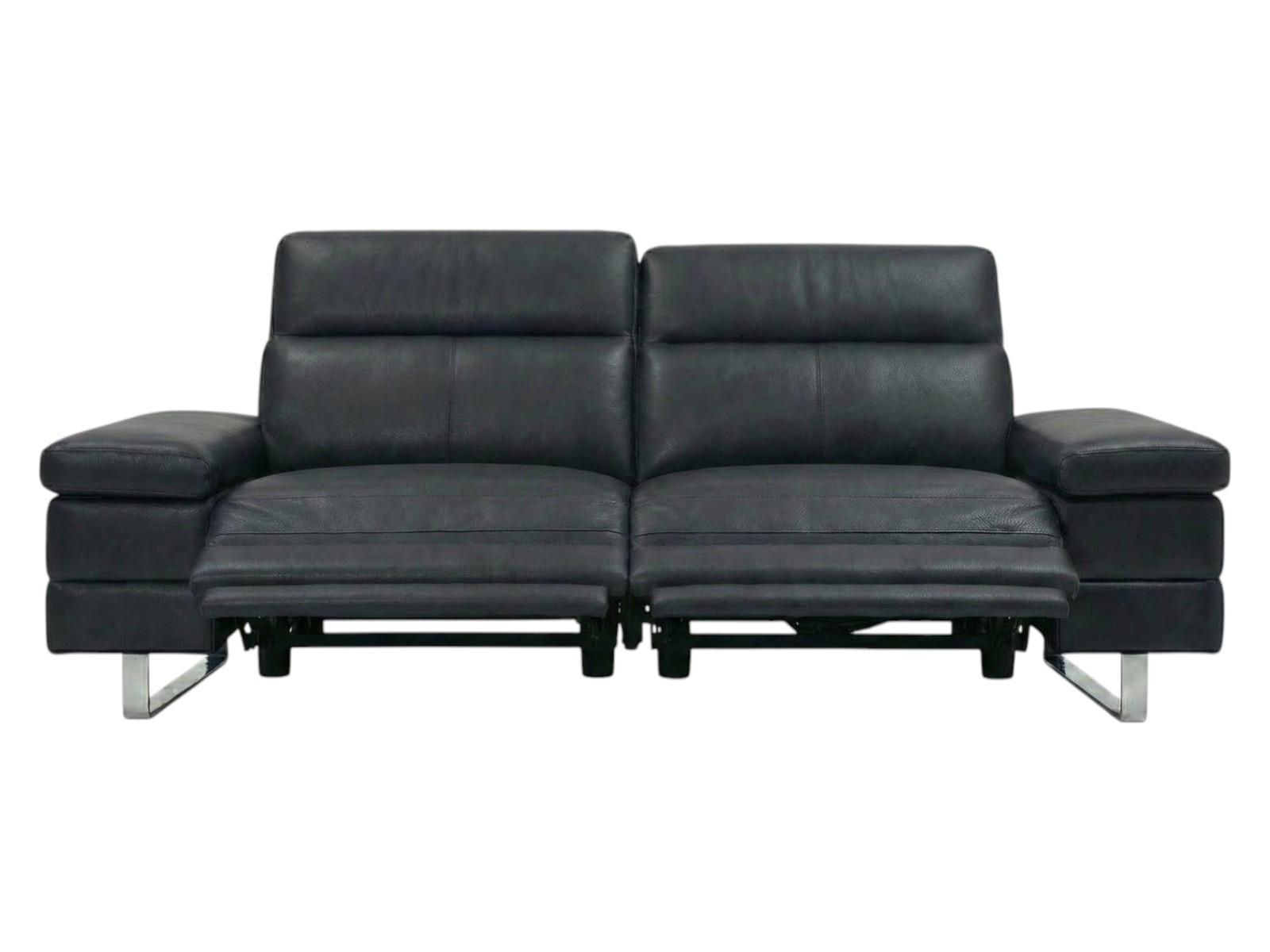 2-SITZER Sofa Virage Echtleder mit 2 x Relaxfunktion Schwarz - Schwarz, Leder/Metall (184/75/109cm)