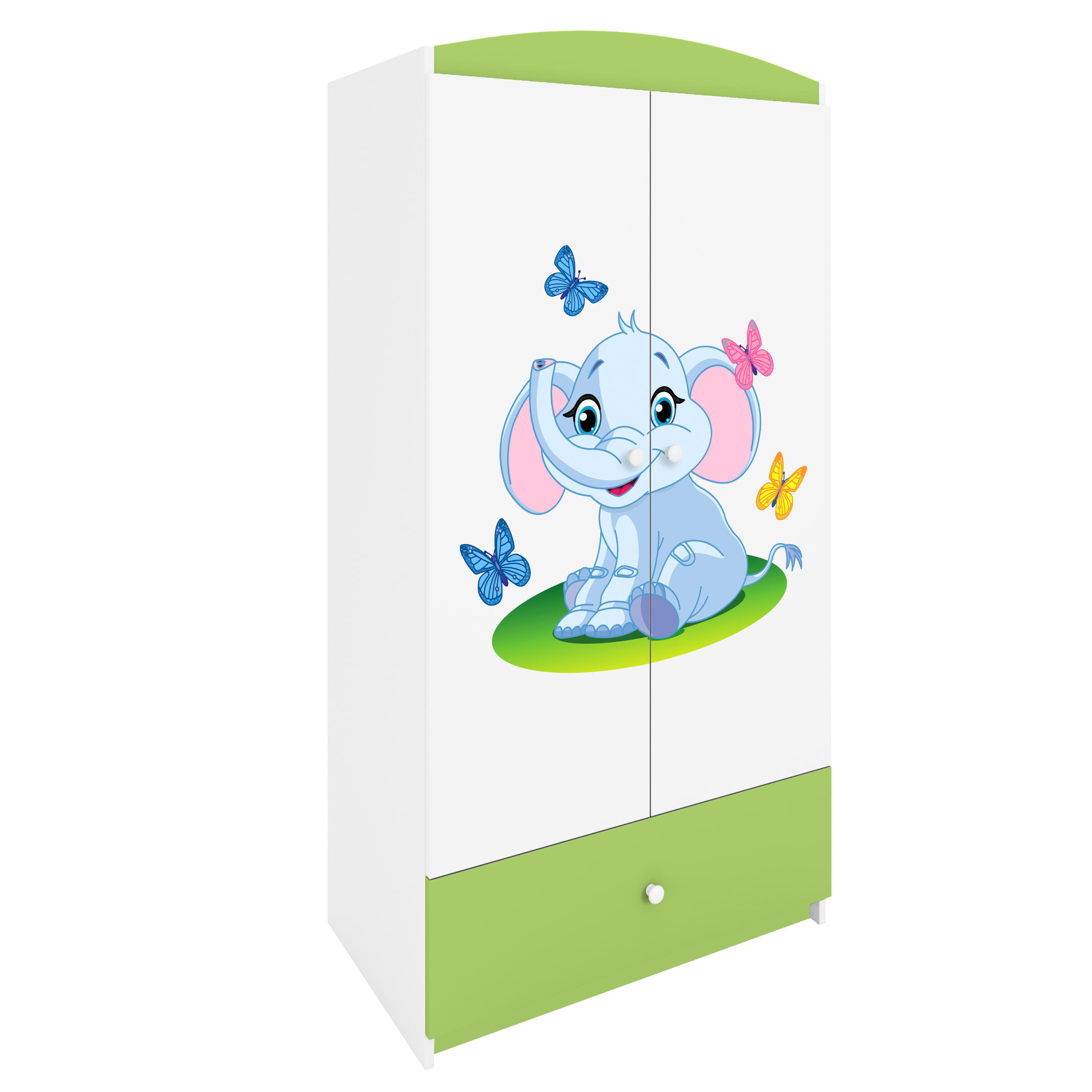 KINDERKLEIDERSCHRANK Elefant 90/175/52 - Grün, Holzwerkstoff (90/175/52cm) - Kocot Kids