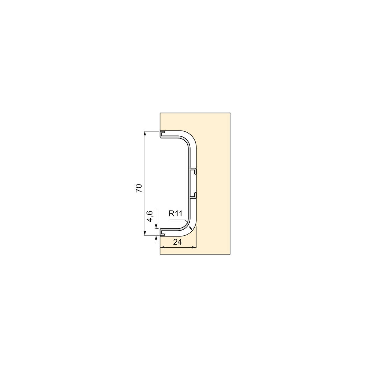 ZENTRALPROFILE Gola für Küchenmöbel, Länge 2,35m, mit Zubehör, Aluminium, matt eloxiert 2er-set - Grau, Metall (2.43/235cm) - EMUCA