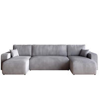 WOHNLANDSCHAFT PUMI mit Schlaffunktion Hellgrau Cord - Hellgrau, Textil (312/82/148cm) - Bromarkt