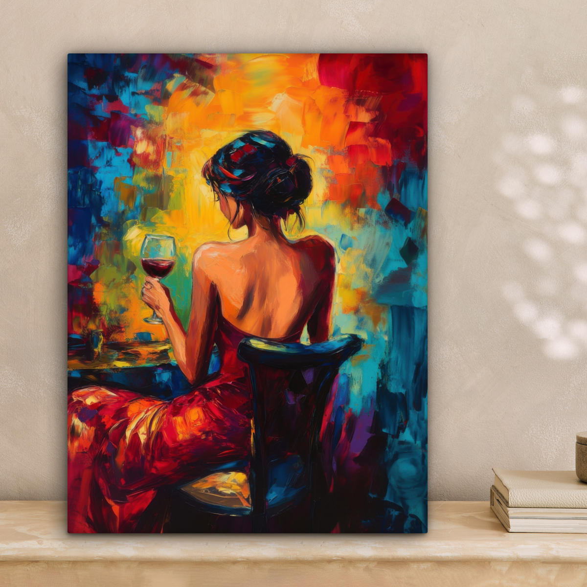 LEINWANDBILD Wein - Frau - Stimmungsvoll - Farbenfroh 30x40 cm - Bordeaux, Textil (30/40cm) - MuchoWow