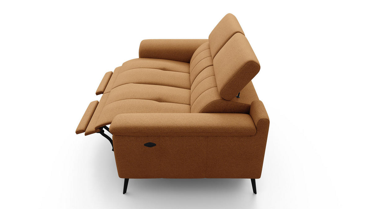 RELAXSOFA FIERO 2-Sitzer mit 2 Relaxfunktionen, orange - Schwarz/Orange, Holzwerkstoff/Textil (170/82/103cm) - Courtois Laville