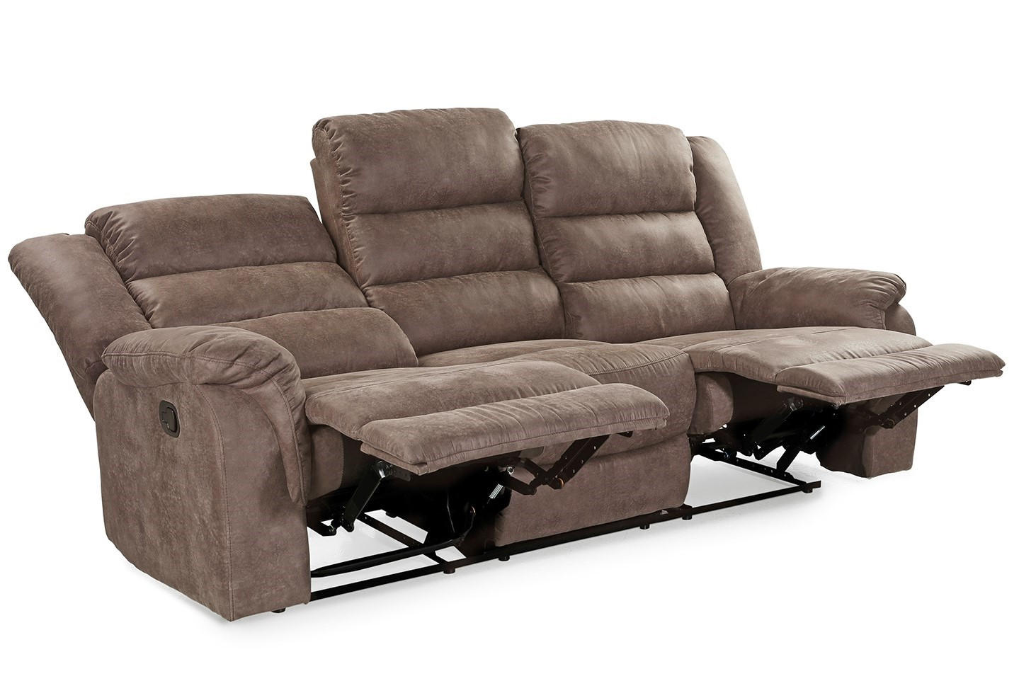 3-SITZER-RELAXSOFA Federkern, Liegefunktion verstellbar durch halbautomatische Relaxfunktion B212/T93/H103 cm, Mikrofaser Vintage Grau Braun / 15134 - Graubraun/Schwarz, Textil (212/103/93cm) - luma-home