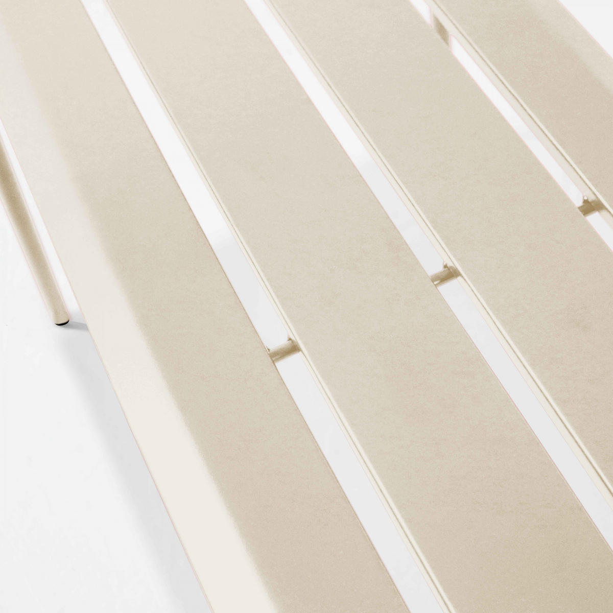 GARTENBANK, Elfenbeinfarbe - Creme, Metall (52/46/120cm) - Oviala