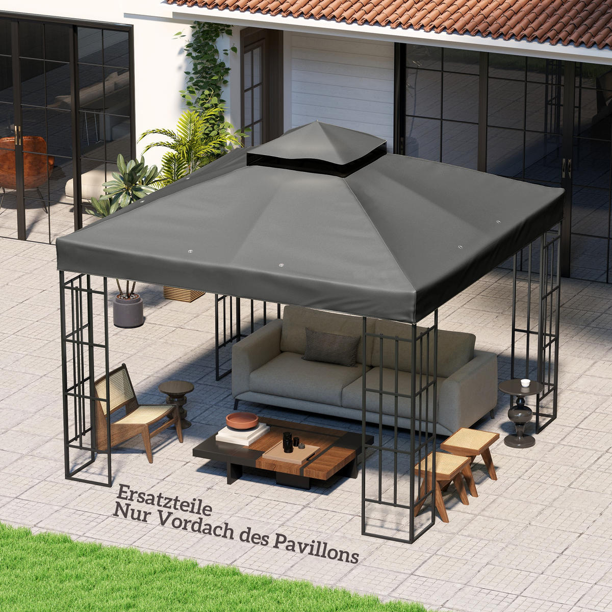 ERSATZDACH für Pavillon DE-05883 3/3 m Dunkelgrau - Dunkelgrau, Textil (300/1/300cm) - ComfortXL