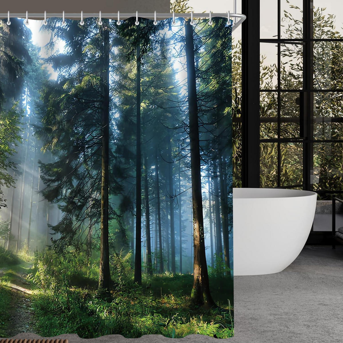 DUSCHVORHANG Sunshine Forest 150 x 200 cm Textil Wasserabweisend Waschbar - Grün, Textil (150/200cm)