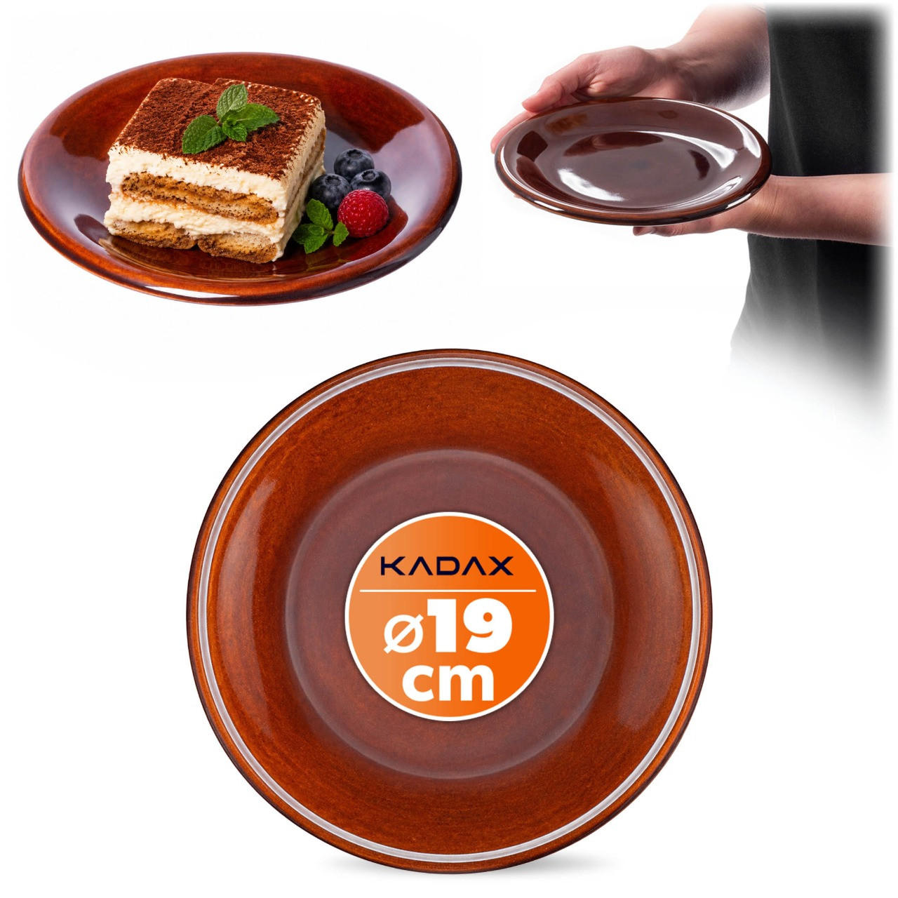 KADAX Dessertteller 19 cm für Kuchen, Steingut, Braun - Braun, Stein (19/2/23.5cm) - KADAX