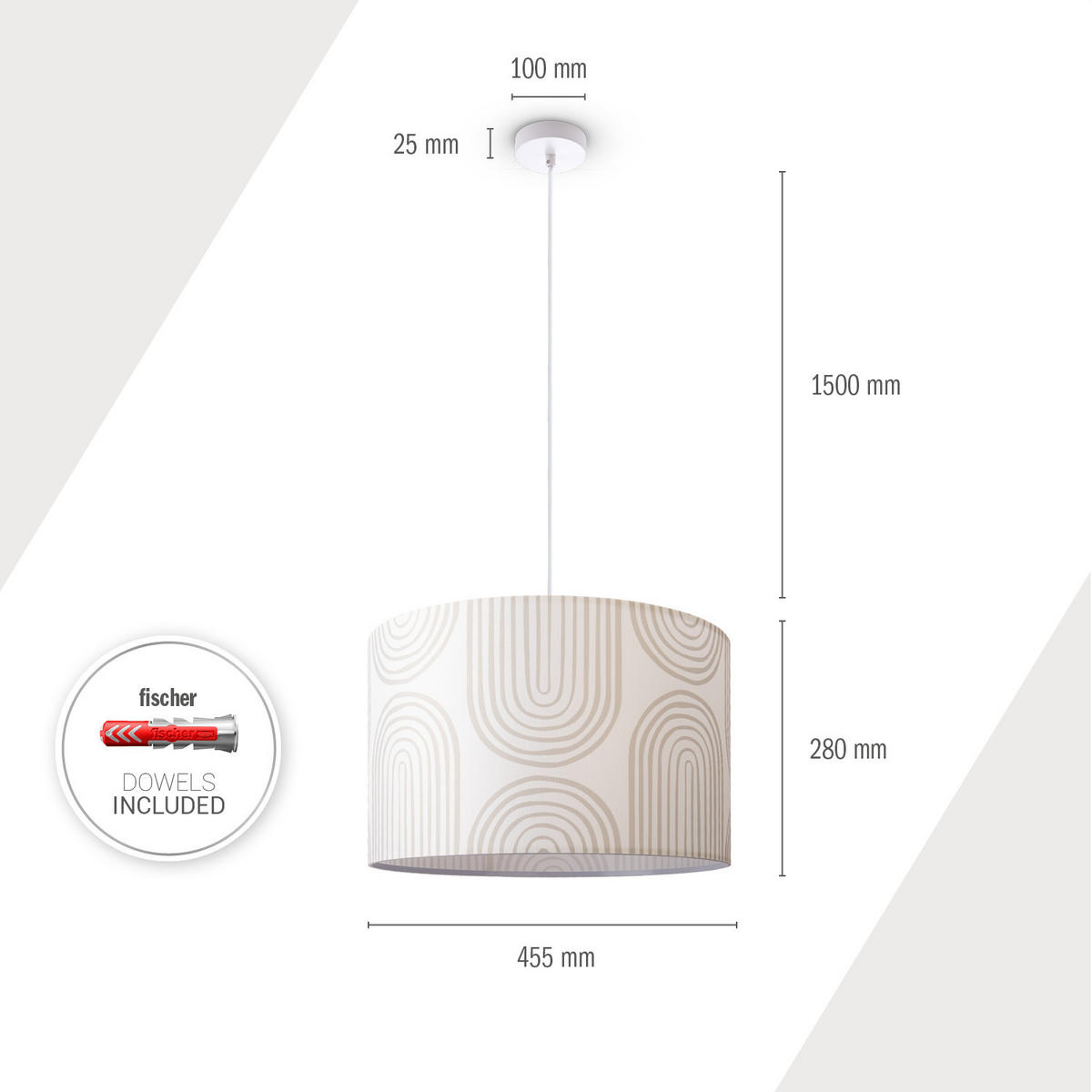 PENDELLEUCHTE Hugo Pd1 Pil 006 - Weiß, Metall (45.5/45.5/27cm) - Paco Home