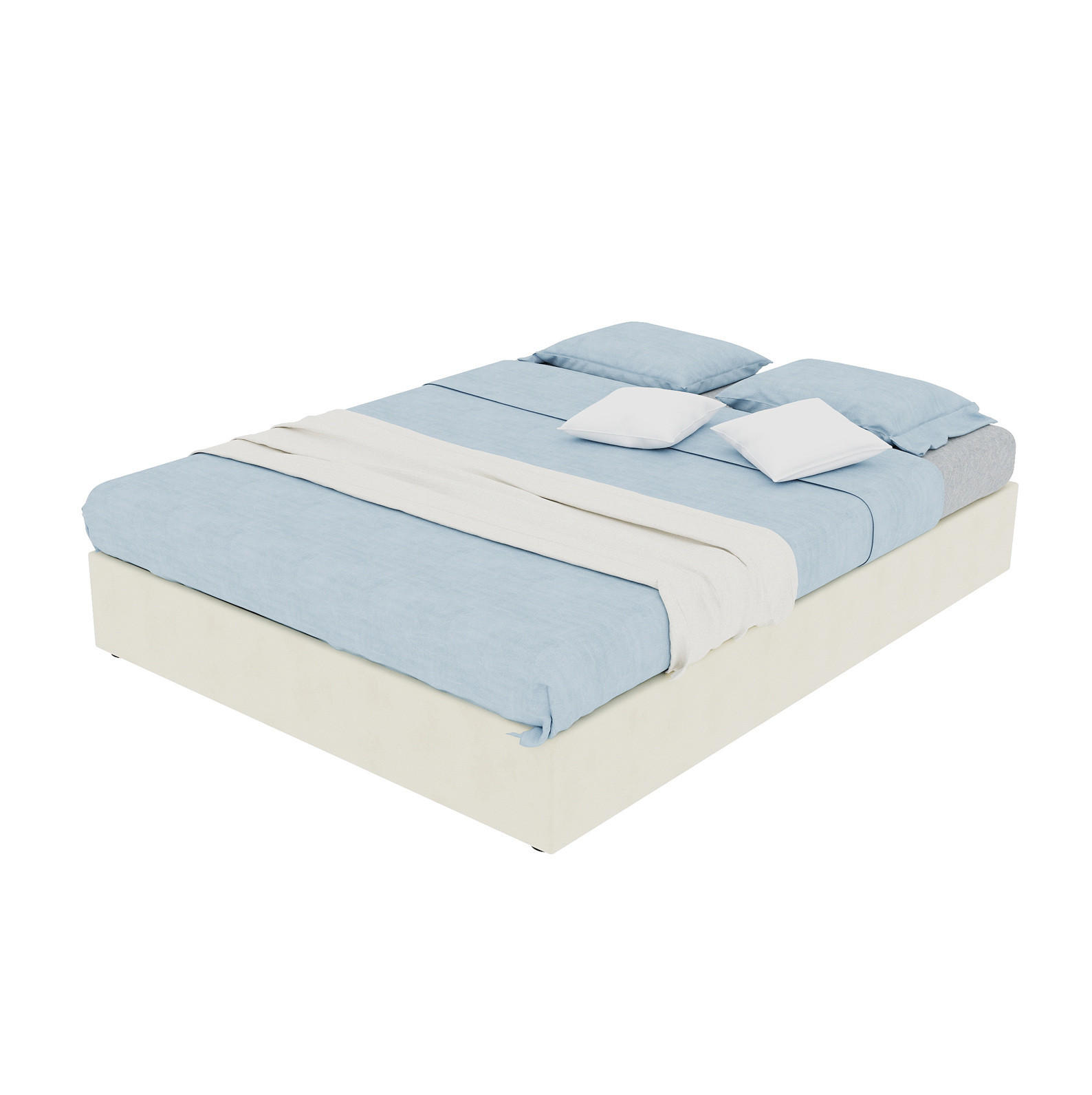 POSTEĽNÝ rám 140/200 cm béžový z látky a kovu s plynovým zdvihom - béžová, textil (140/200cm) - OKWISH