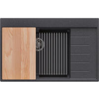 SPÜLBECKEN Sydney, 2-er set Anthrazit 78/50 cm 1 Becken + Ablauf-Set + Küchenzubehörset ab 60er Unterschrank - Chromfarben/Anthrazit, Kunststoff (78/20/50cm) - Primagran