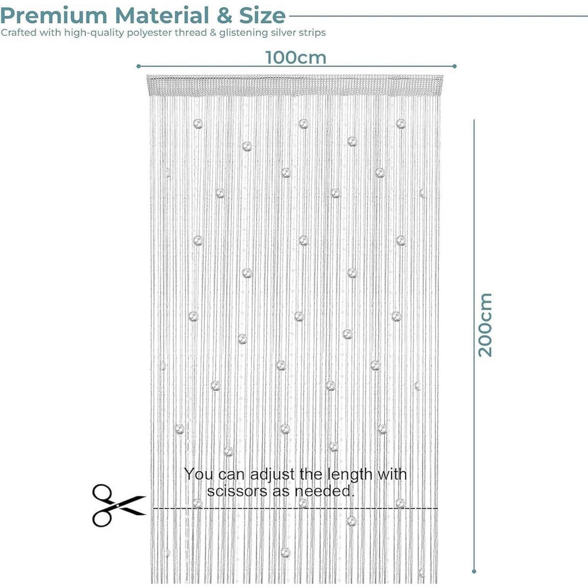 FADENVORHANG mit Perlen 100x200 cm Weiß - Weiß, Textil (10/1.5/10cm)
