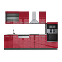 KUHINJSKI BLOK Fame-Line Bordeaux visok sijaj/antracit 300 cm z visoko omaro, DP Marmor - bordo/antracit, leseni material (300/153.6/60cm) - Vicco