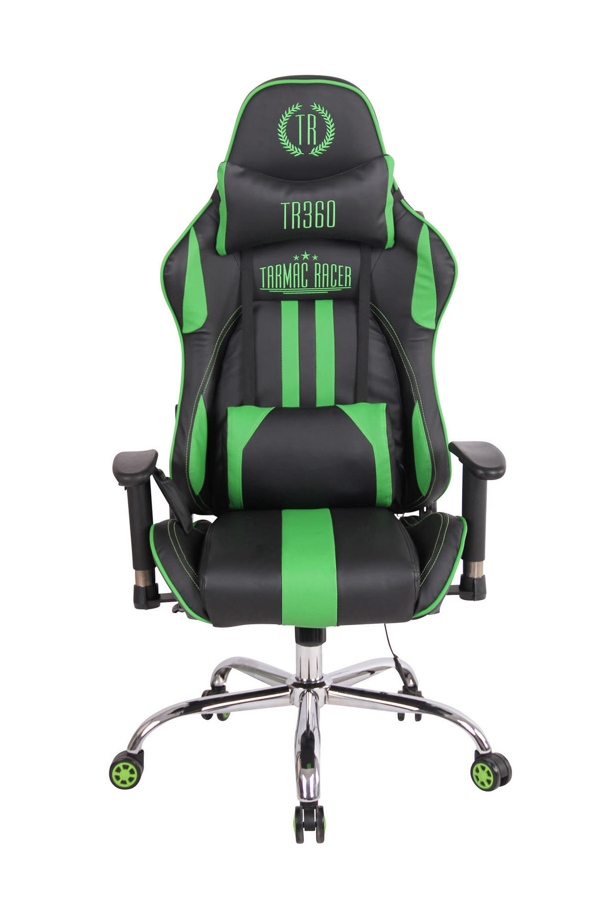 GAMINGSTUHL Lederlook schwarz/grün - Schwarz/Grün, Textil/Metall (67/128/51cm) - CLP