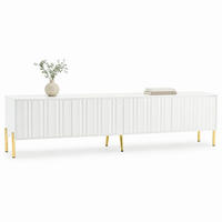 TV-LOWBOARD aus MDF und Spanplatte 190x38x48 cm Weiß mit 4 Türen, 8 Fächern und goldfarbenen Beinen - Weiß, Holzwerkstoff (190/48/38cm) - IVMEU