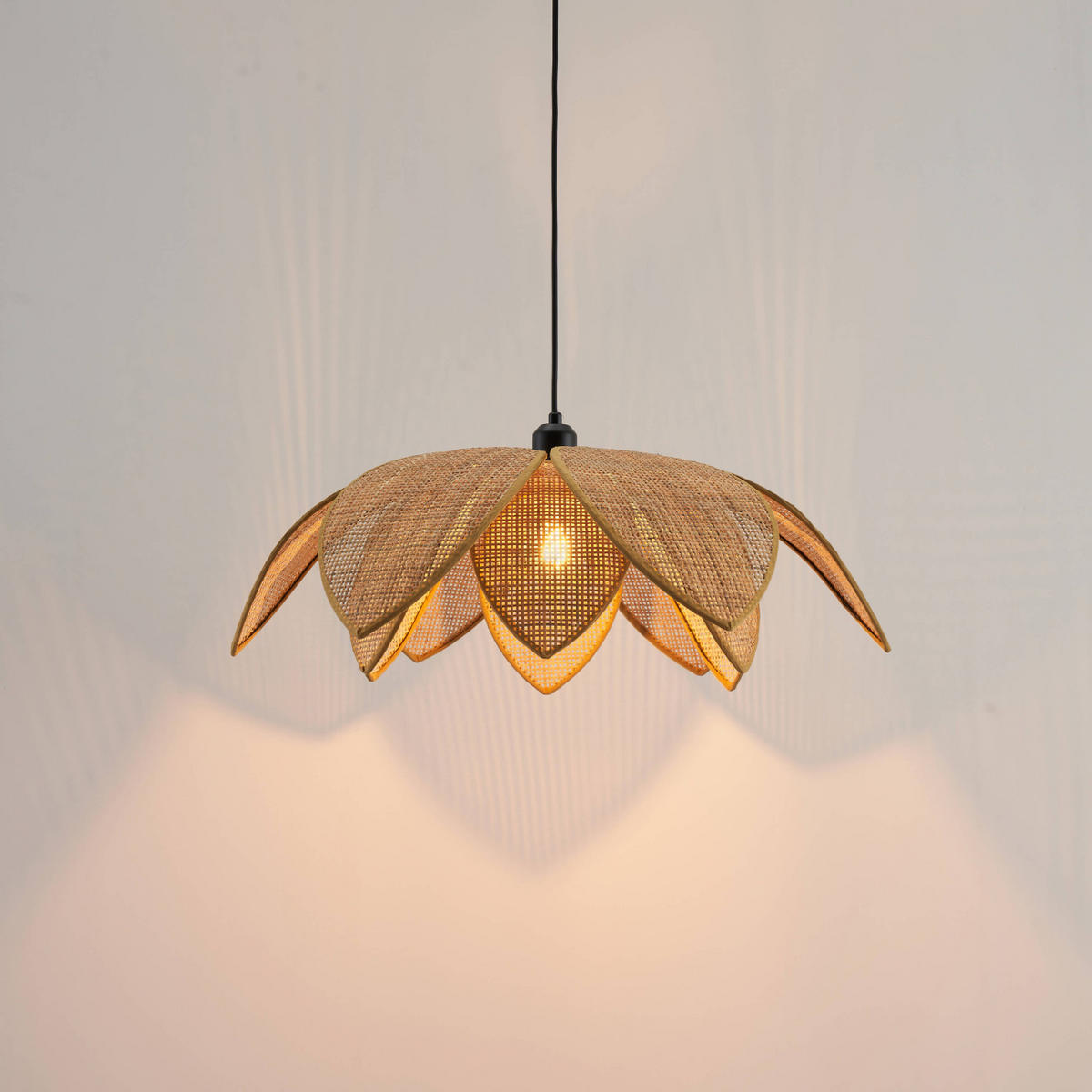 HÄNGELEUCHTE Olbia, Beige, 37cm - Beige, Holz (37/65/37cm) - KOSILUM