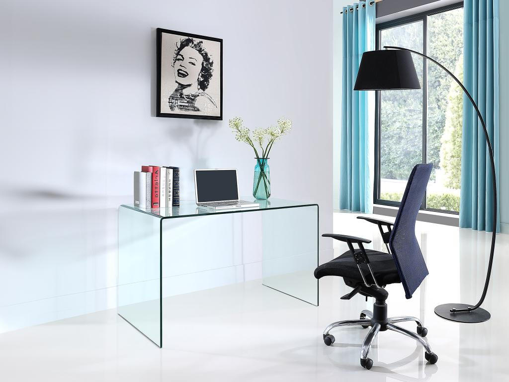 SCHREIBTISCH - gebogenes Glas - ELSTRON - Transparent, Glas (120/70/75cm) - Vente-Unique