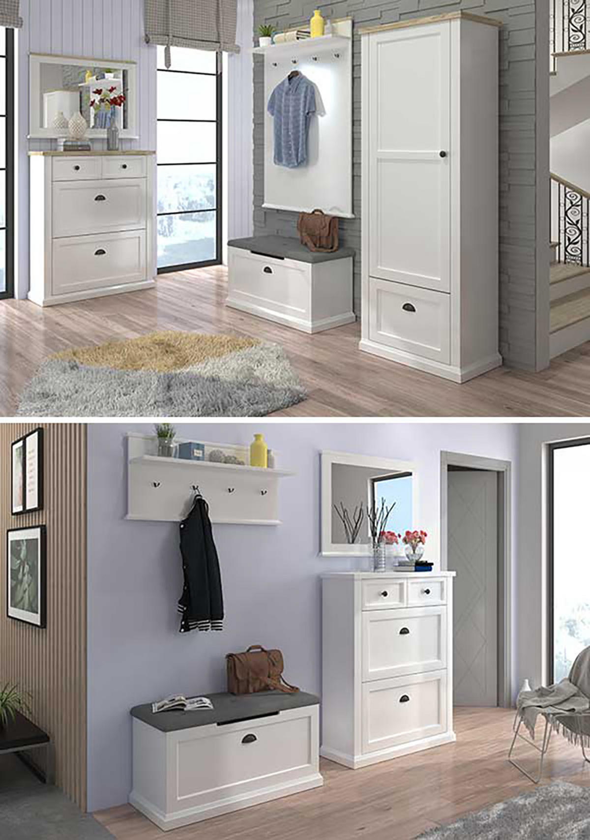 GARDEROBENPANELL Galineo weiß 99 / 22 / 143,5cm - Schwarz/Weiß, Holz/Holzwerkstoff (99/143.5/22cm) - Feldmann-Wohnen