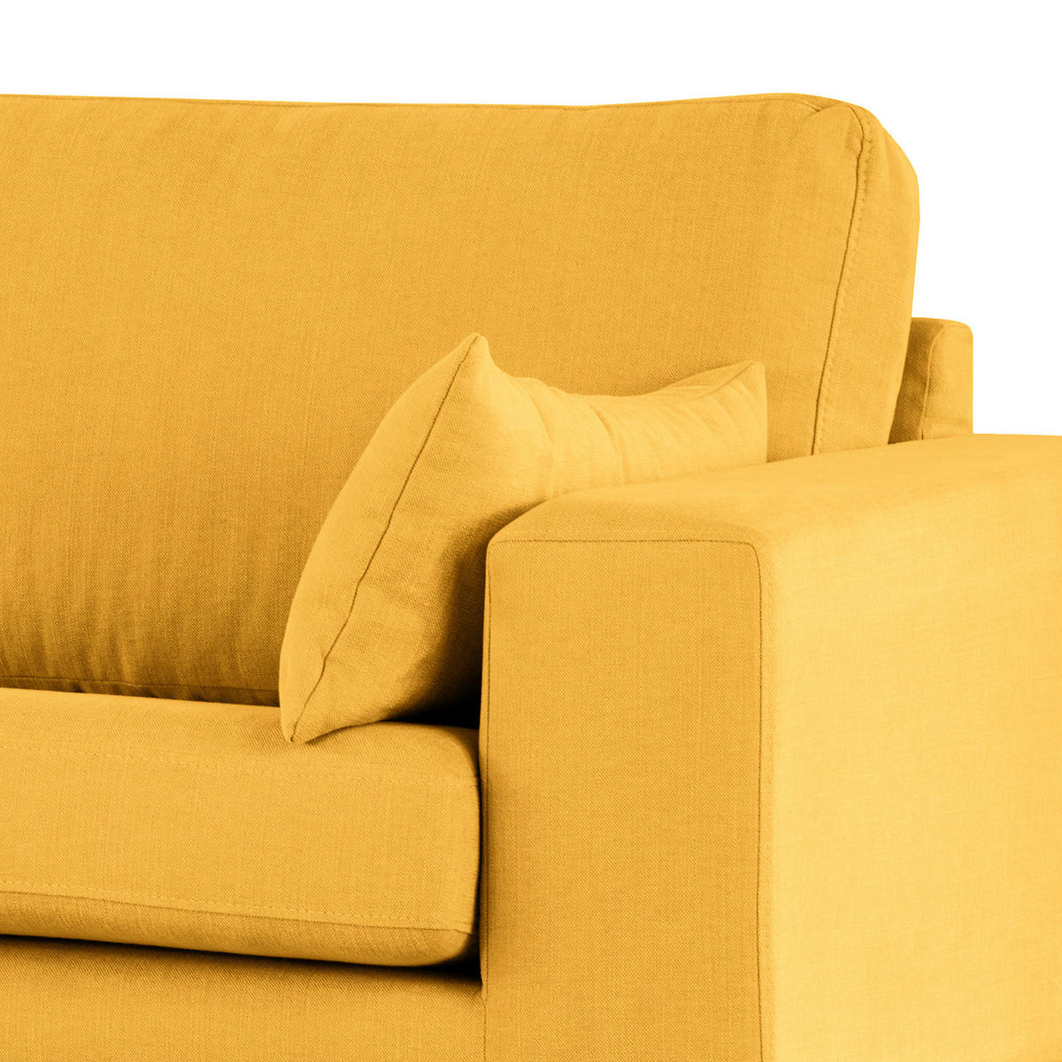 2-SITZER SOFA - Gelb/Buchefarben, Buchenholz/Textil (197/81/88cm) - home24