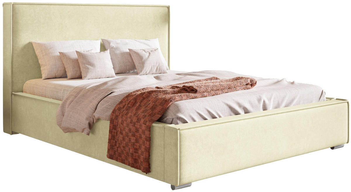 POLSTERBETT 140x200 Sydney mit Bettkasten, Vanille - Beige, Holz/Textil (140/200cm) - Emporius