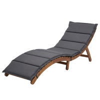 GARTENLIEGE - Akazie massiv / Webstoff - Anthrazit, Holz/Textil (54/55/168cm) - home24