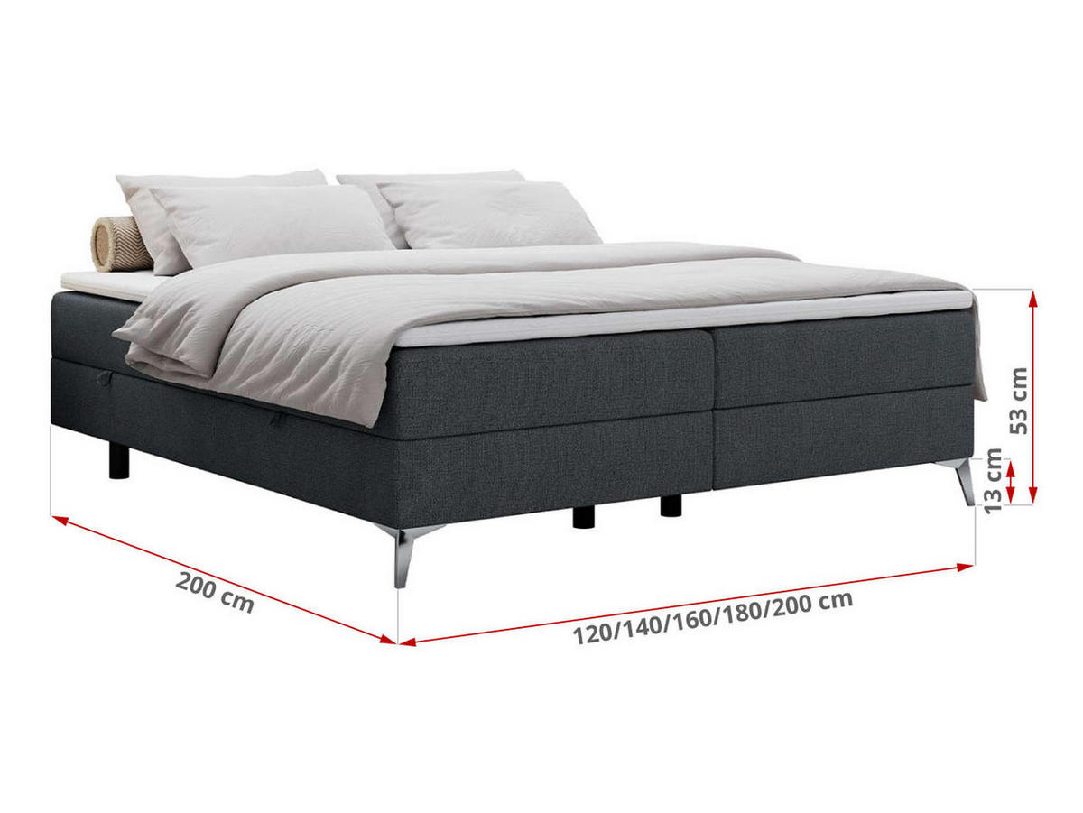 BOXBETT LESS 120/200 Dunkelgrau Struktur - H3 - Dunkelgrau, Holz/Textil (120/200cm) - MKS