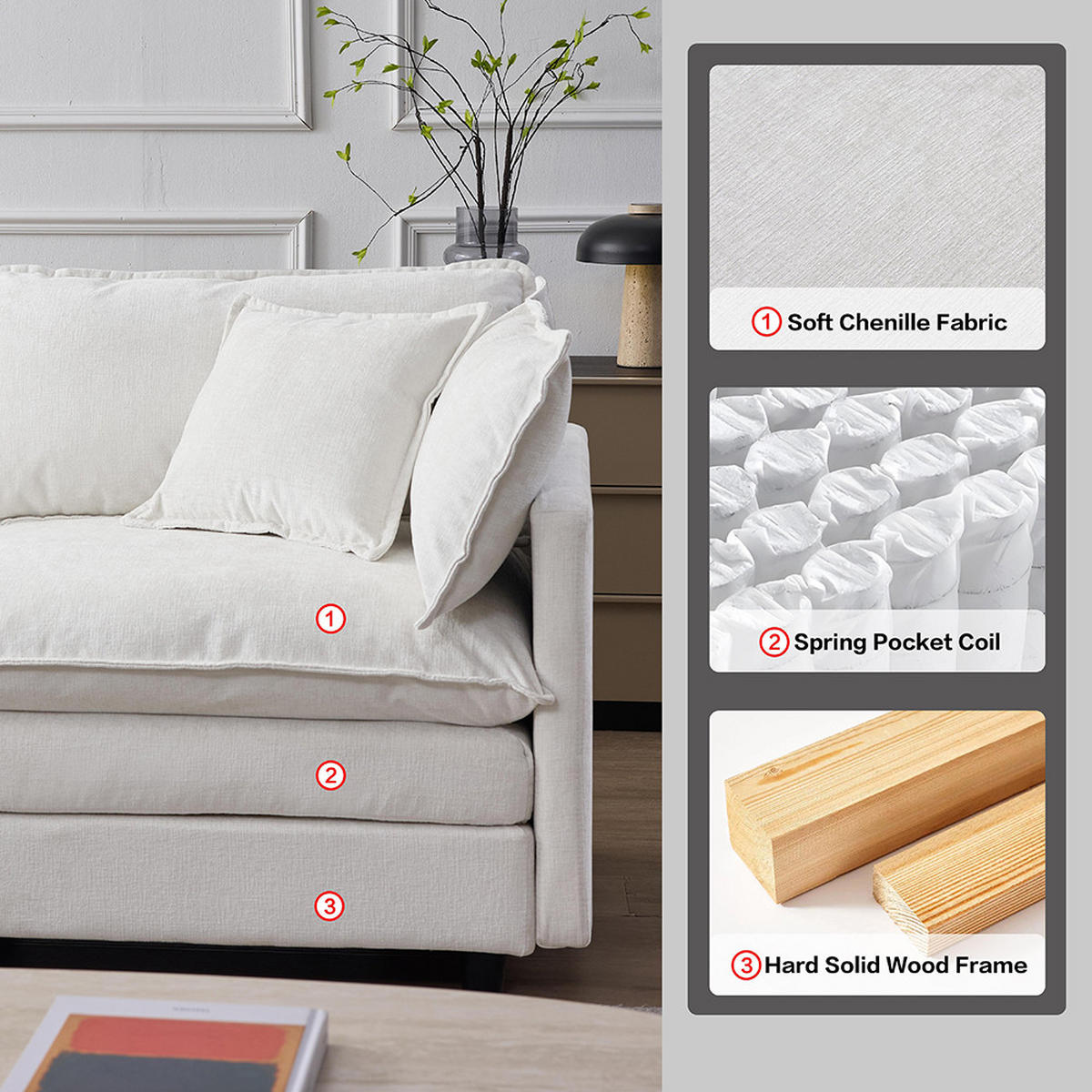 ECKSOFA -Bequemes L-Sofa für kleine Wohnungen, Beige - Beige, Textil (154/267cm) - KOMHTOM