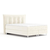 BOXSPRINGBETT Minori Creme 180/200 cm mit Latex-Topper - Silberfarben/Creme, Holz/Holzwerkstoff (180/200cm) - Maison de Reve
