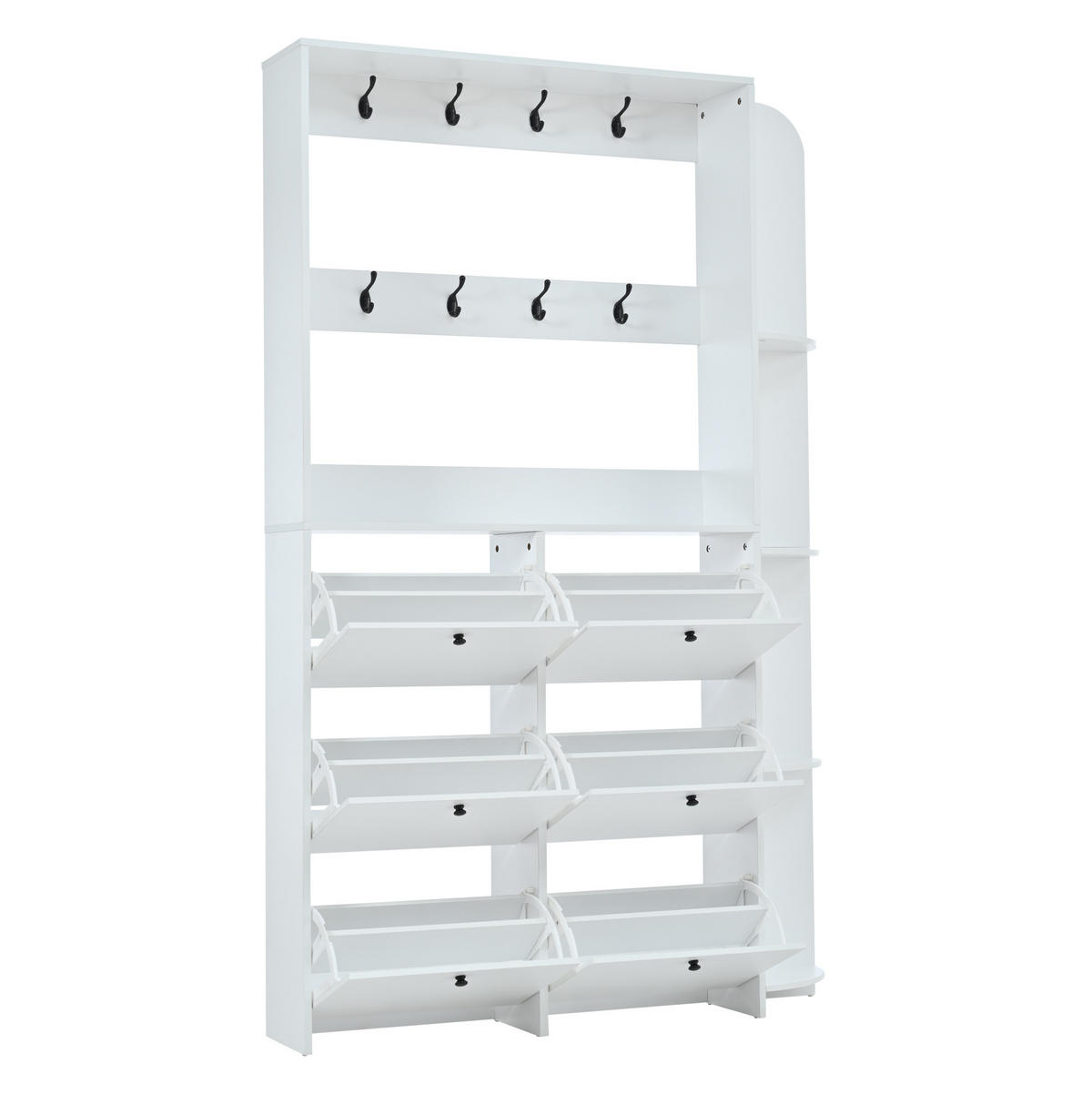 GARDEROBENSCHRANK mit Schuhaufbewahrung 120 x 24 x 200 cm Weiß 6 Klapptüren - Weiß, Holzwerkstoff (24/200/120cm) - Beauniv